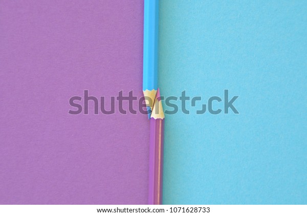 Two Colored Pencils Split Picture Half Stock Photo (edit Now) 1071628733