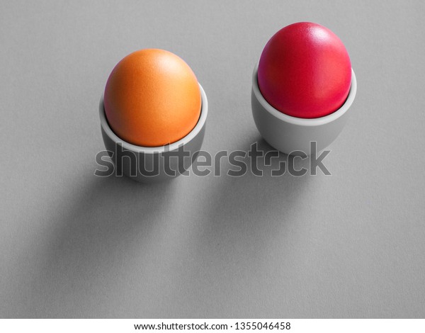 Two Colorful Boiled Eggs Ceramic Cup Stock Photo Edit Now 1355046458