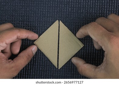 Two combine to form a square. teamwork concept. two elements combining to form a square symbolizes teamwork, unity, structure, and balance. Each part complements the other to create a complete