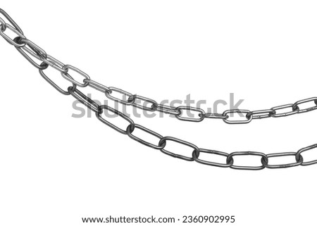 Two common metal chains isolated on white