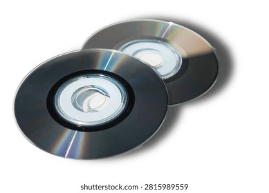 Two Compact Discs Isolated on White Background with Soft Shadow