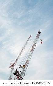 Two Construction Cranes 