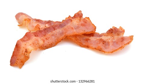 Two Cooked Bacon Isolated In White