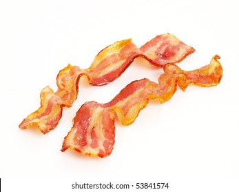 Two Cooked Bacon Isolated In White