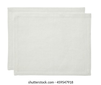 Two Cotton Napkin Isolated On White Background. View From Above.  Include Clipping Path.