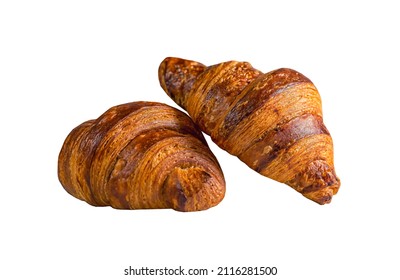 Two Croissant isolated on white background
