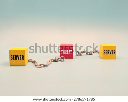 Two cubes labeled SERVER with chain connected to THREAT in cyber incident resiliency. Concept highlights detection, attack prevention, high availability, backup, concurrent maintainable system