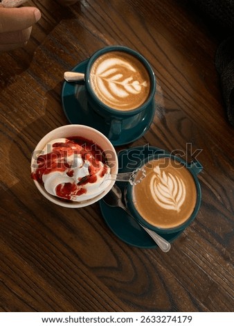 two cup of coffe and extra strawberry ice cream for sunday morning