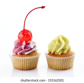 Two Cupcakes On A White Background