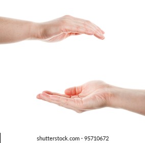 Two Cupped Hands Isolated On White Background