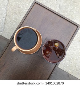 Two cups of coffee on the table