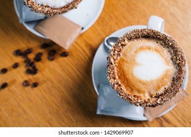 Two cups of coffee on the table