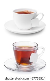 Two Cups Of Tea Isolated On White