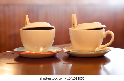 Two cups of tea on the table cafe