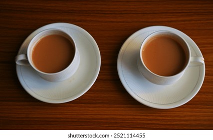 Two cups of tea on a table