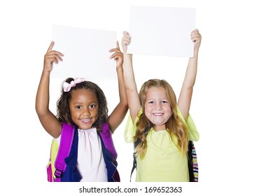 Two Cute Kids Holding Up A Blank Sign