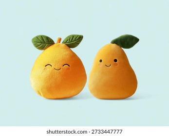 Two Cute Orange Mango Fruit Plush Toys