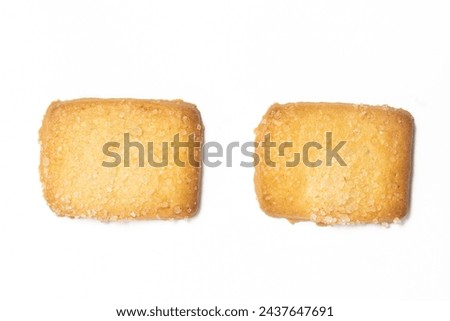 Two danish butter cookies the finnish bread cookie top view isolated on white background clipping path