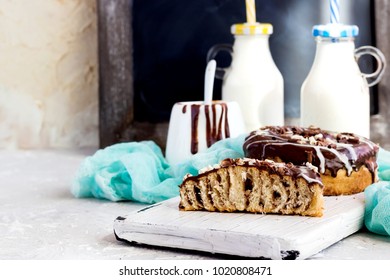 Two Danishas In Chocolate Glaze For A Mid-afternoon Snack