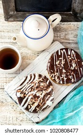 Two Danishas In Chocolate Glaze For A Mid-afternoon Snack