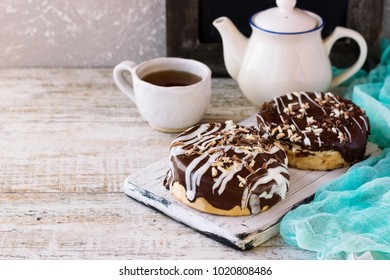 Two Danishas In Chocolate Glaze For A Mid-afternoon Snack