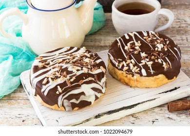 Two Danishas In Chocolate Glaze For A Mid-afternoon Snack