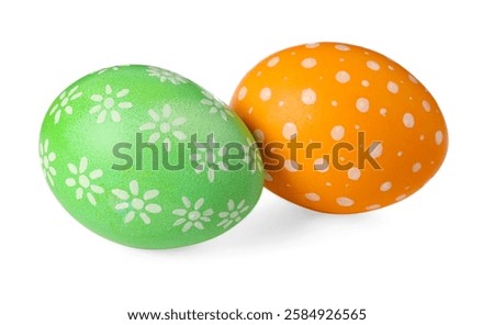 Two decorated Easter eggs isolated on white