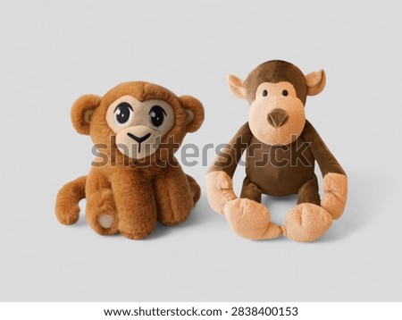 Two Different Cute Brown Monkey Plush Stuffed Animals