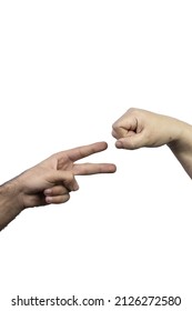 Two Different People Playing A Toy With Their Hands