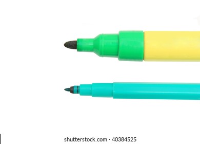 two different thickness pen on a white background isolated
