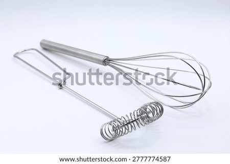 Two different types of metal beater or whisk.