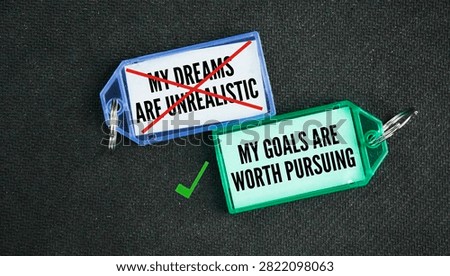 Two different ways of thinking or positive and negative thinking. My dreams are unrealistic or My goals are worth pursuing.