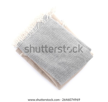 Two different wool scarves isolated on white, top view