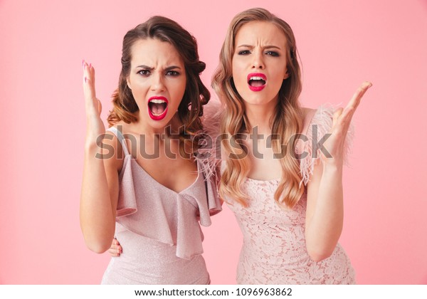 Two Displeased Angry Women Dresses Screaming Stock Photo (Edit Now ...