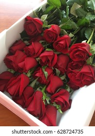 Two Dozen Red Roses In White Box