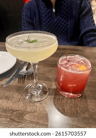 Two Drinks Side by Side on a Table