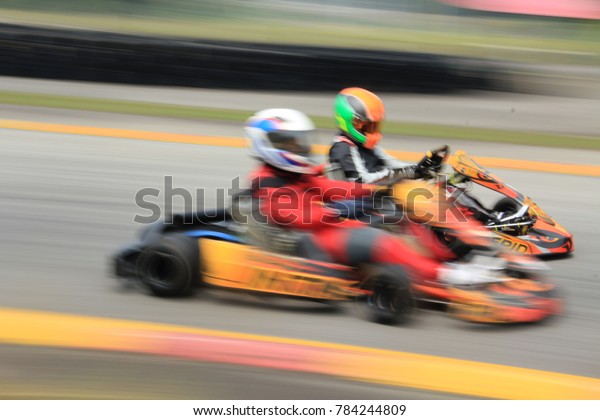 Two Driver Racing Go Karts Stock Photo Edit Now 784244809