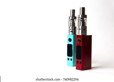 Two E-cigarette (electronic Cigarette, Vape) Isolated On The White Background 
