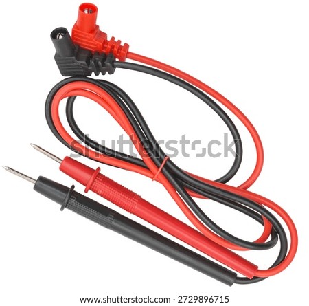 two electrical multi or voltage meter probes on a white background