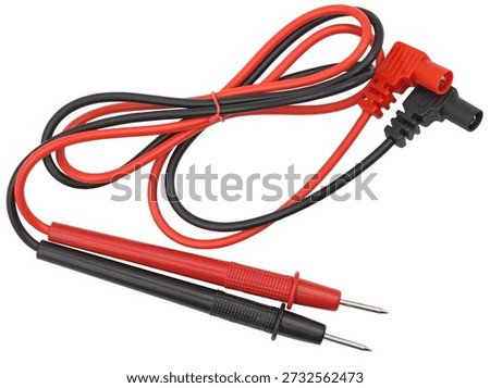 two electrical multi or voltage meter probes on a white background
