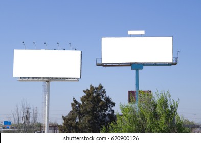 Two Empty Billboards Near The Road