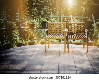 Two Empty Chairs Standing In A Park