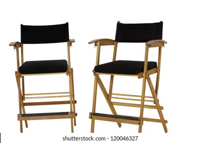 Two Empty Director's Chair Over White Background
