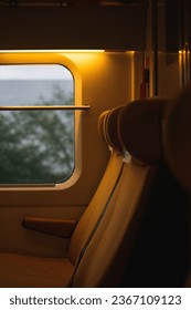 Two empty seats inside a train in southern Spain