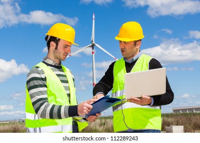 Two Engineers Wind Turbine Power Station Stock Photo 112289243 ...