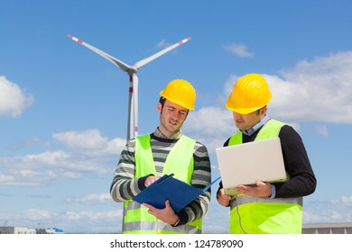 Two Engineers Wind Turbine Power Station Stock Photo 124789090 ...