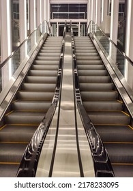 Two Escalators That Are In A Quiet Condition