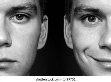 Two Faces Of One Man - Smiling And Serious