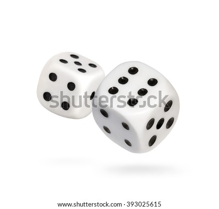  Two falling dice, isolated on White   