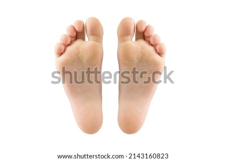two feet isolated on white background.